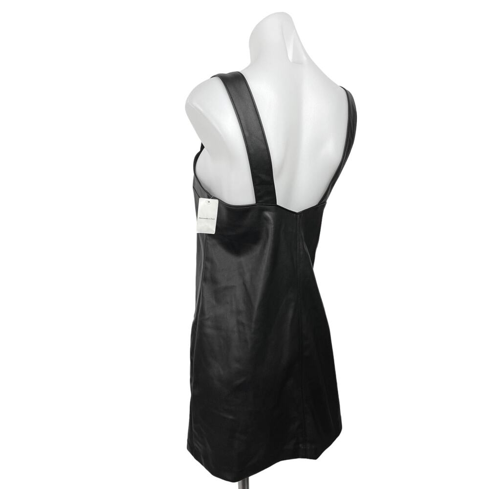 Abercrombie & Fitch Womens Black Faux Leather Sleeveless Shift Mini Dress Size M - Picture 6 of 9